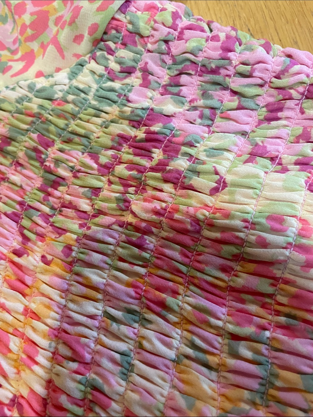 BCBGeneration Pink Multi-Color Smocked Ruffle Dress - Picture 5 of 7